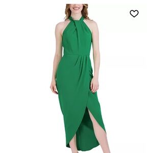 Julia Jordan Vibrant Green Knot-Neck Tulip-Hem Midi Dress